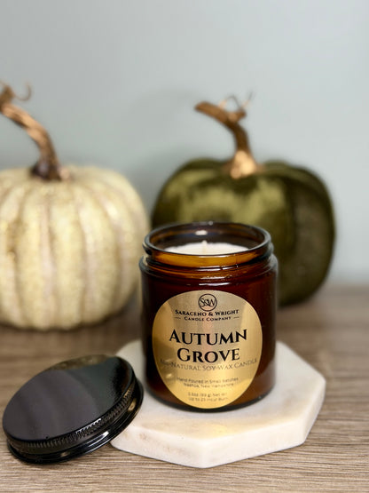 Autumn Grove 3.5 oz Amber Jar - All Natural Soy wax candle