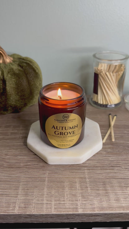 Autumn Grove 3.5 oz Amber Jar - All Natural Soy wax candle